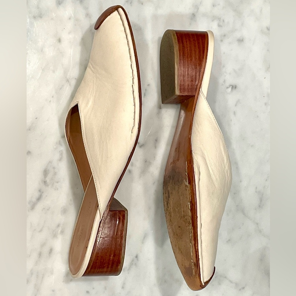 Rachel Comey Leather Mules, 2” block heel, cream&brown, 9.5, EUC - Picture 6 of 11